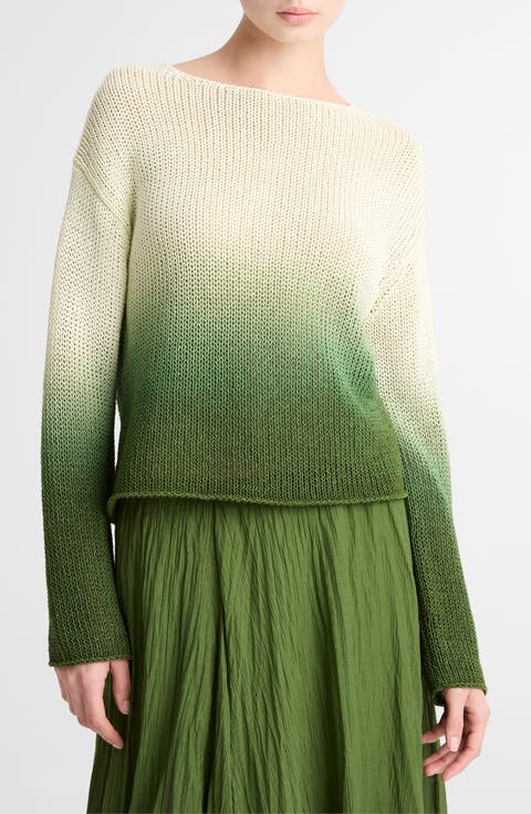 Dip Dye Cotton Blend Sweater