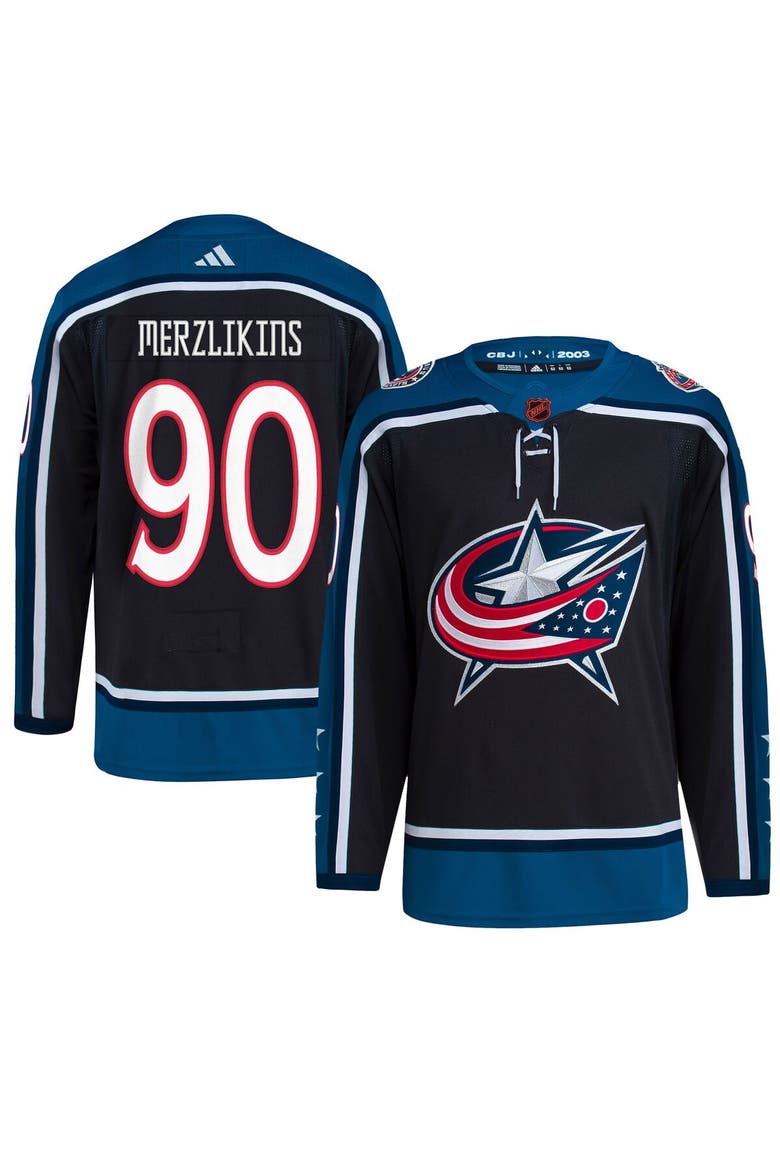 Men's adidas Elvis Merzlikins Black Columbus Blue Jackets Reverse Retro 2.0 Authentic Player Jersey, Main, color, Black