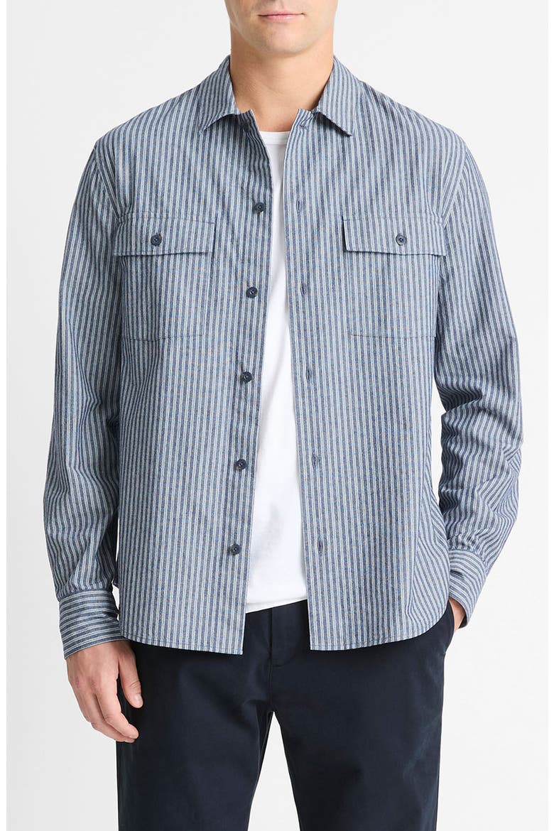 Railroad Stripe Button-Up Shirt, Main, color, WASHED WATERFALL/ DEE