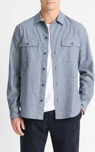 Vince Railroad Stripe Button-Up Shirt