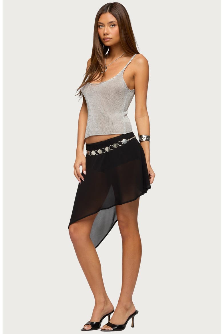 Meena Shiny Knit Tank, Alternate, color, SILVER