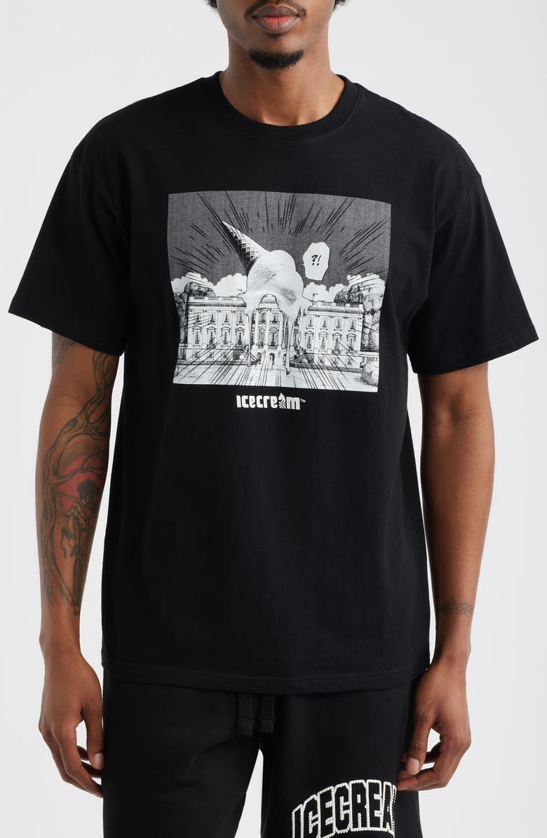 ICECREAM Drop Cotton Graphic T-Shirt, Main, color, Black