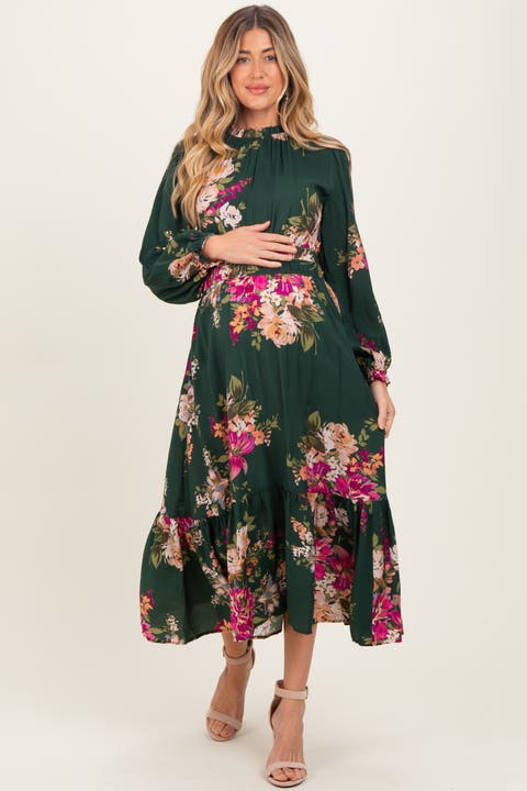 Floral Long Sleeve Midi Dress