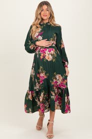PinkBlush Floral Long Sleeve Midi Dress