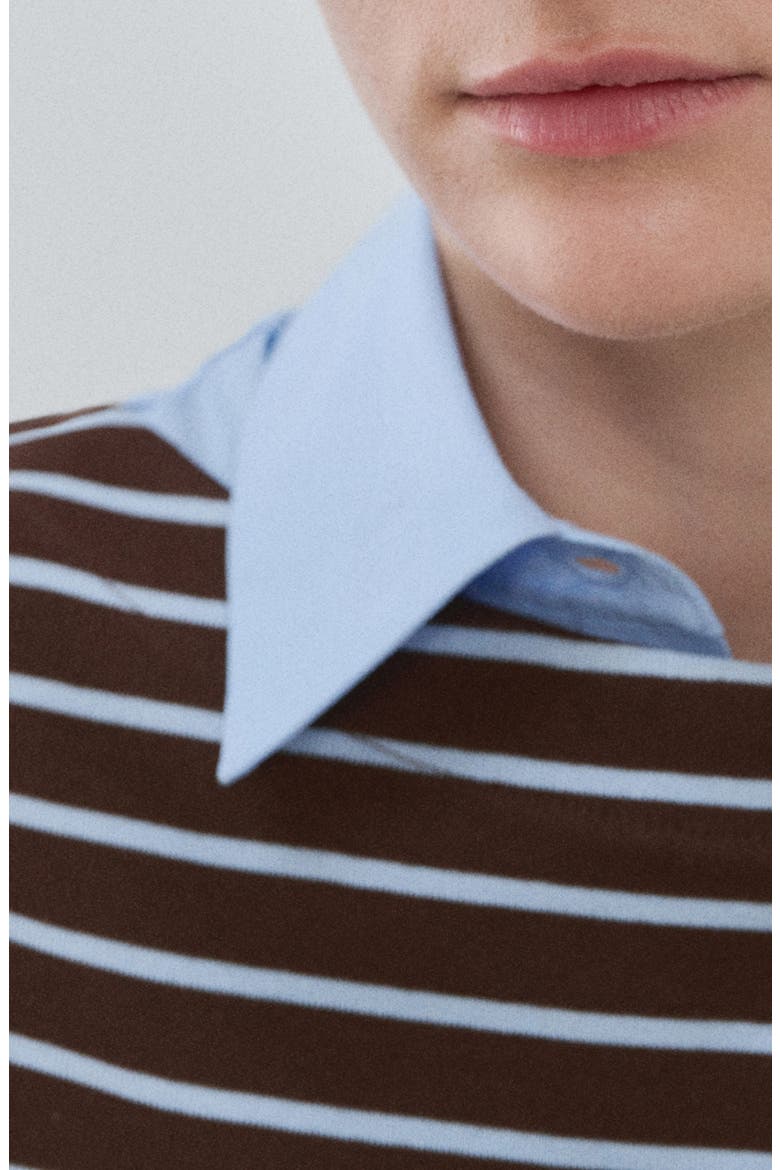 Stripe Boatneck Sweatshirt, Alternate, color, CHOCOLATE