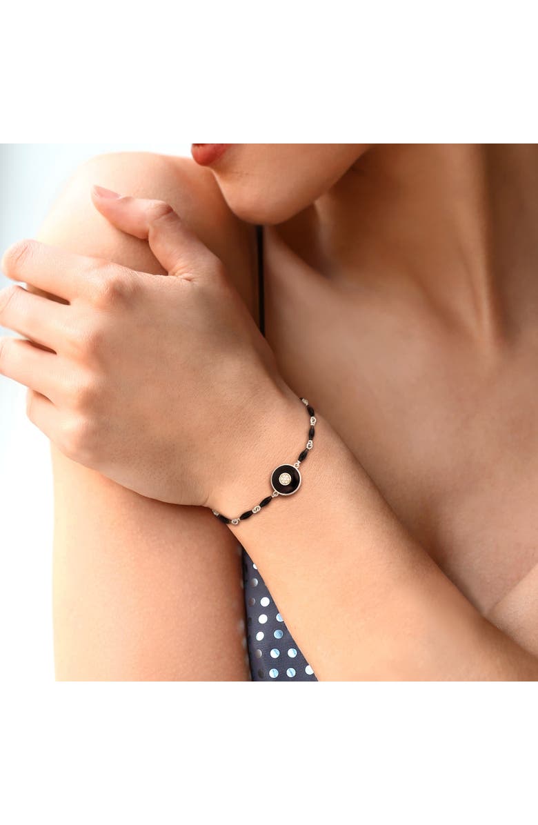 Julianna B. Diamond Accent Black & White Bracelet 14k Gold, Alternate, color, Black Enamel