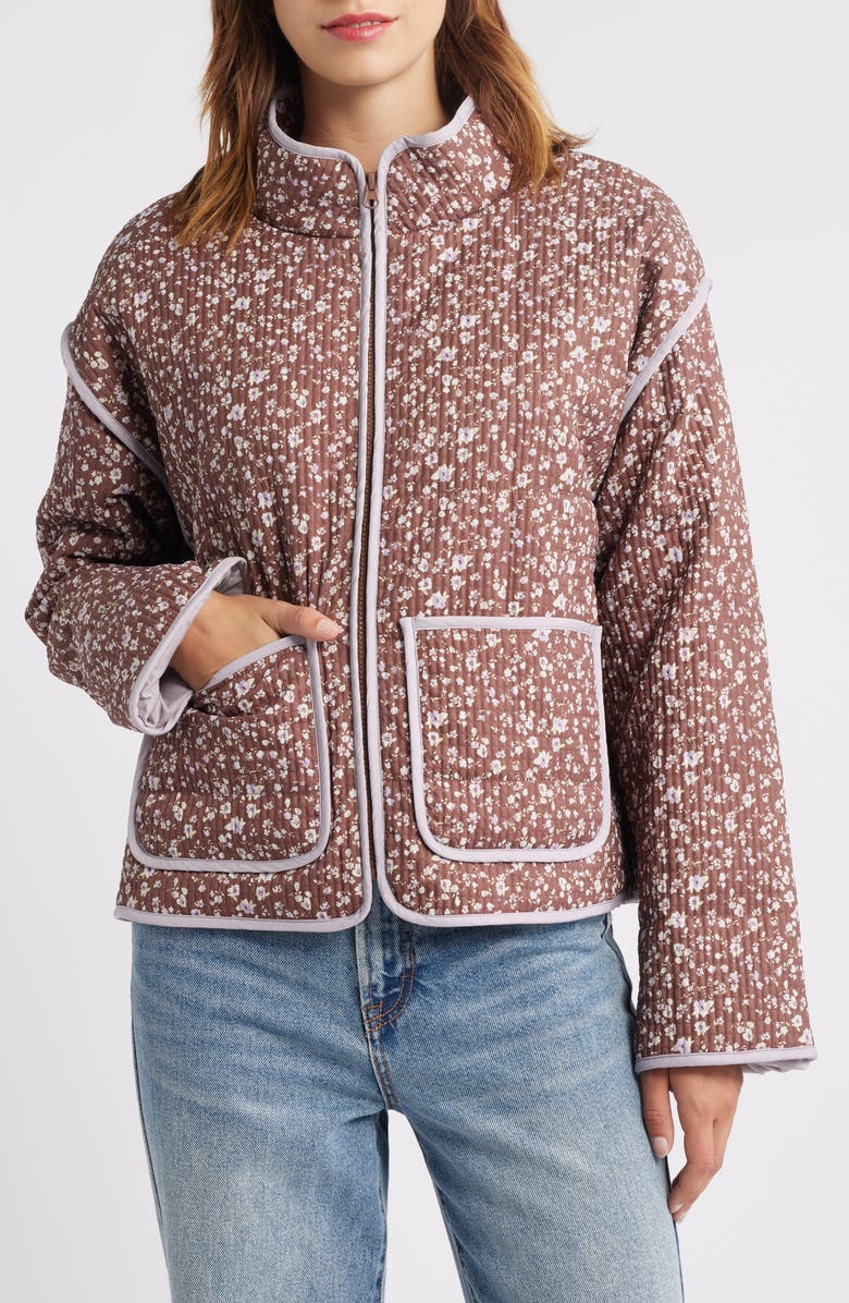 Thread & Supply Floral Quilted Jacket, Alternate, color, Brown Combo