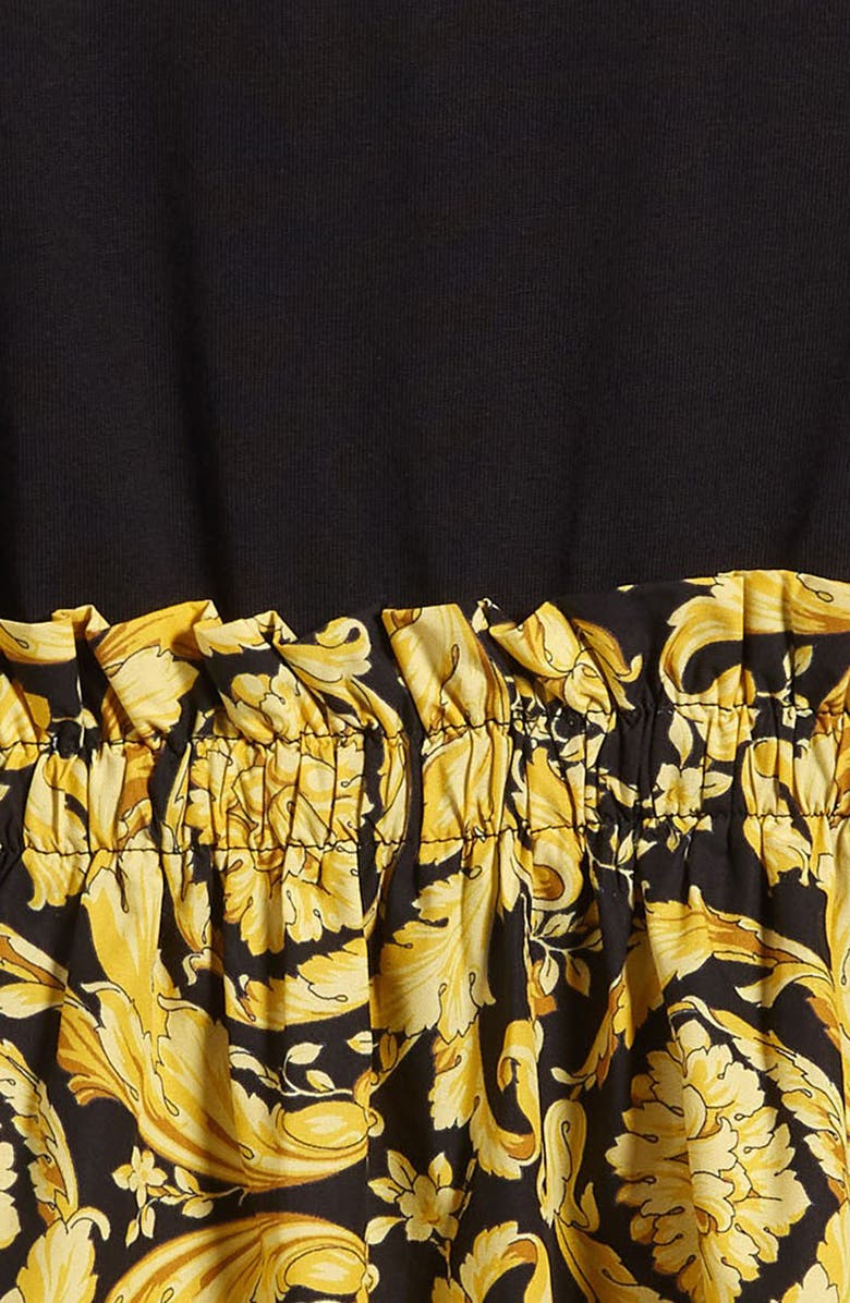 Versace Kids' Barocco Print Cotton Logo Dress, Alternate, color, 