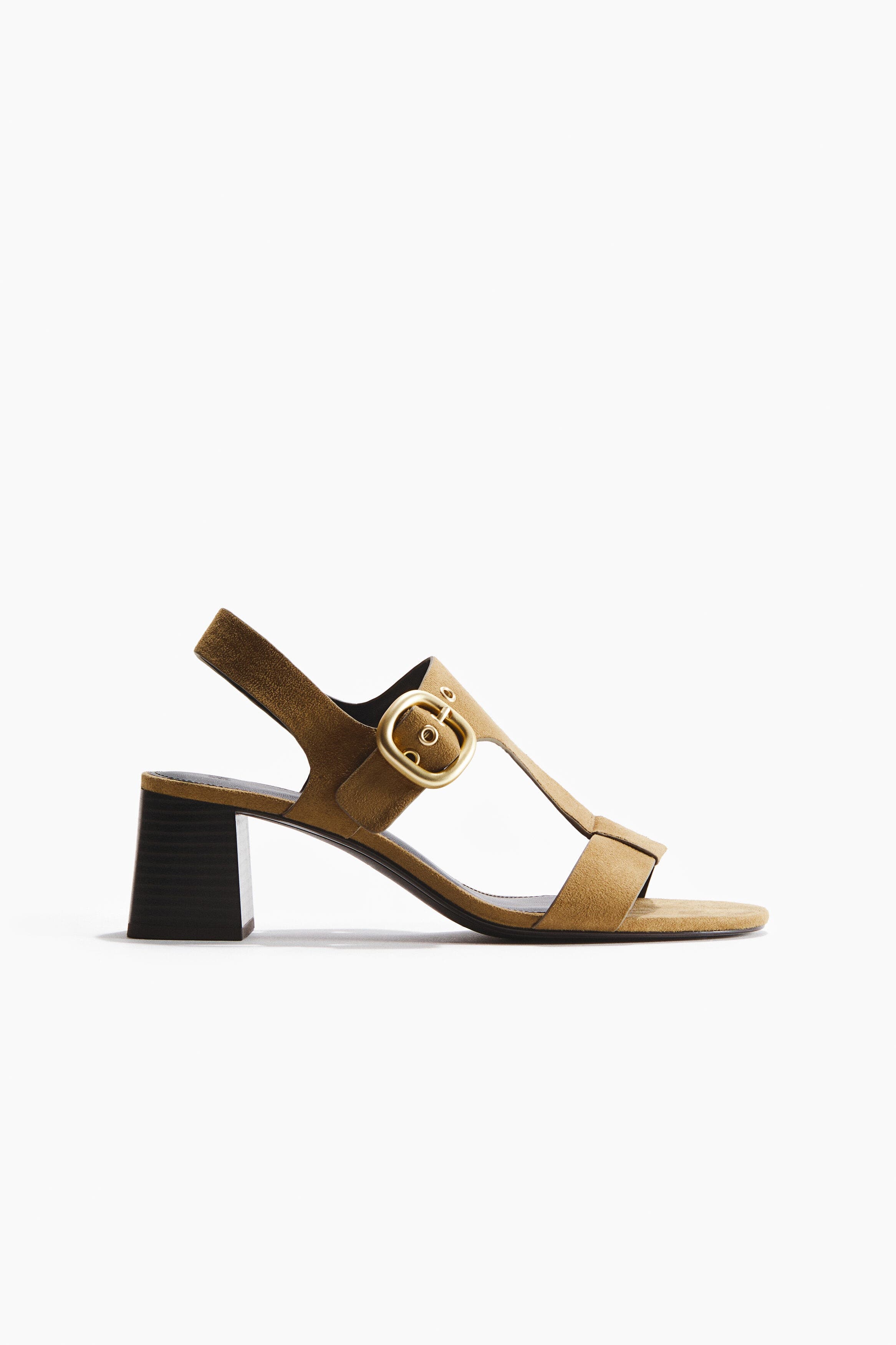H&M Block-heeled Sandals, Main, color, Light Olive Green