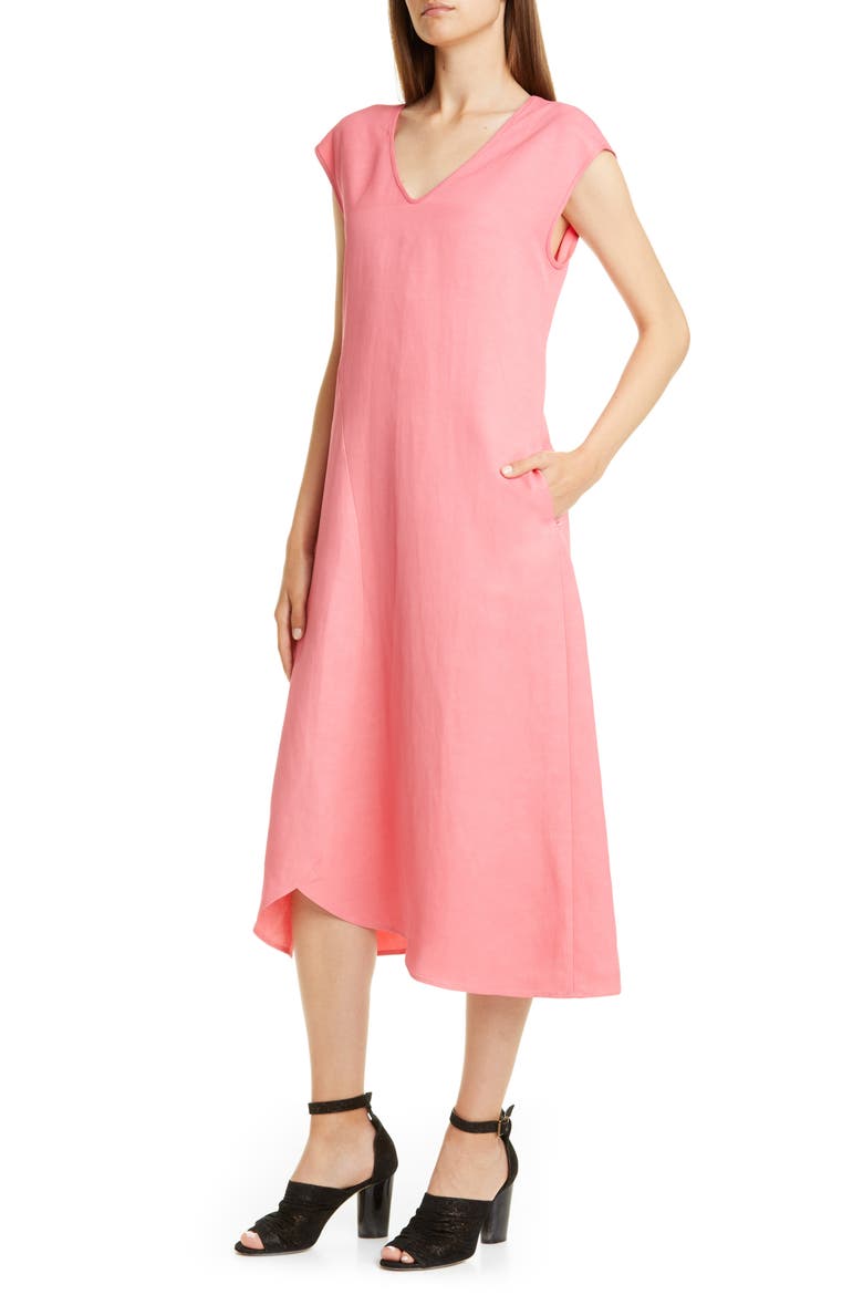 Circle Swing Midi Dress, Alternate, color, PEONY