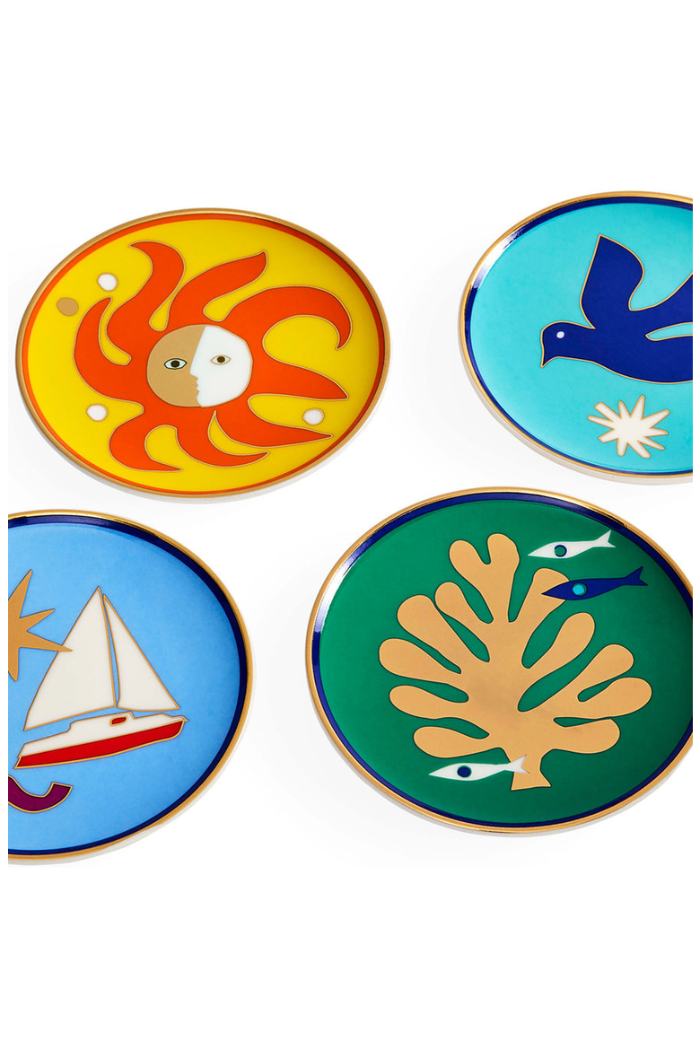 Playa Coaster Set, Alternate, color, Blue / Yellow / Green / Orange