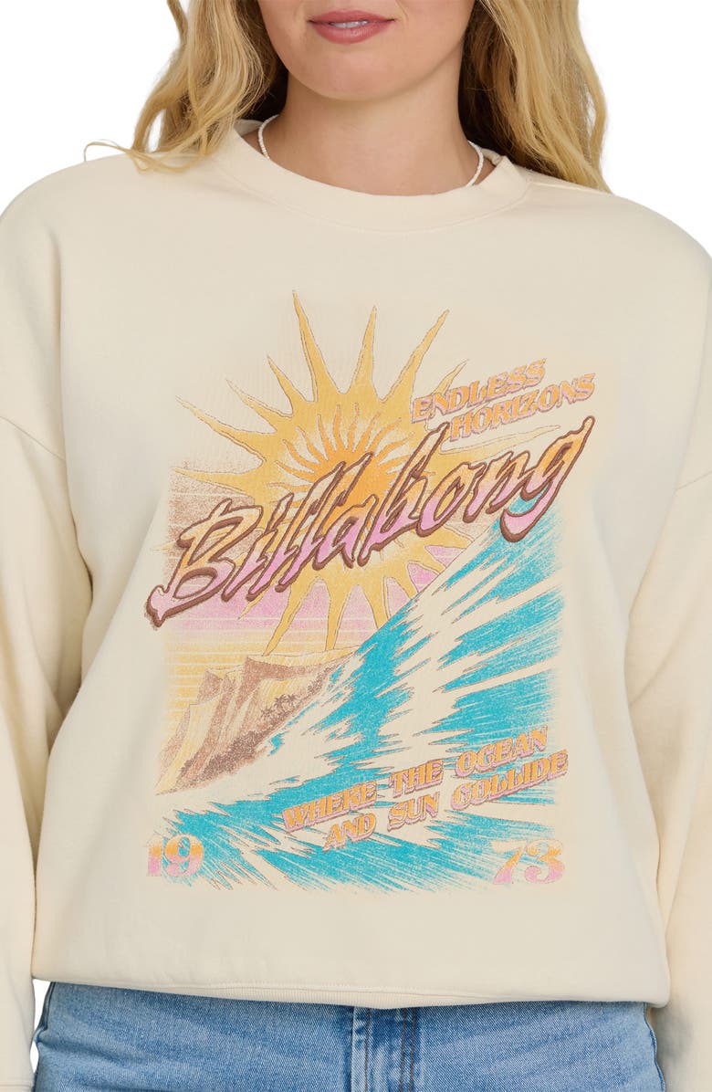 Billabong Echo Oversize Fleece Graphic Sweatshirt, Alternate, color, White Cap