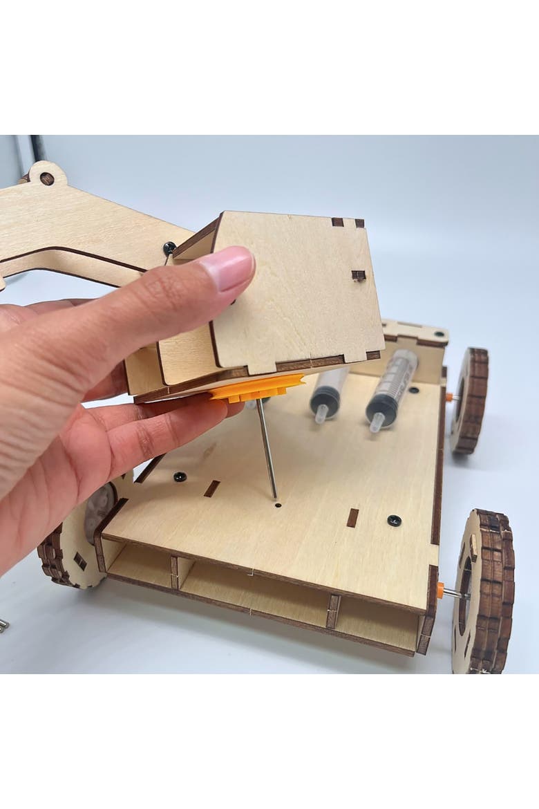 DIY Hydraulic Bucket Loader, Building Craft Kit, Toy Vehicle Assembly, Alternate, color, Brown