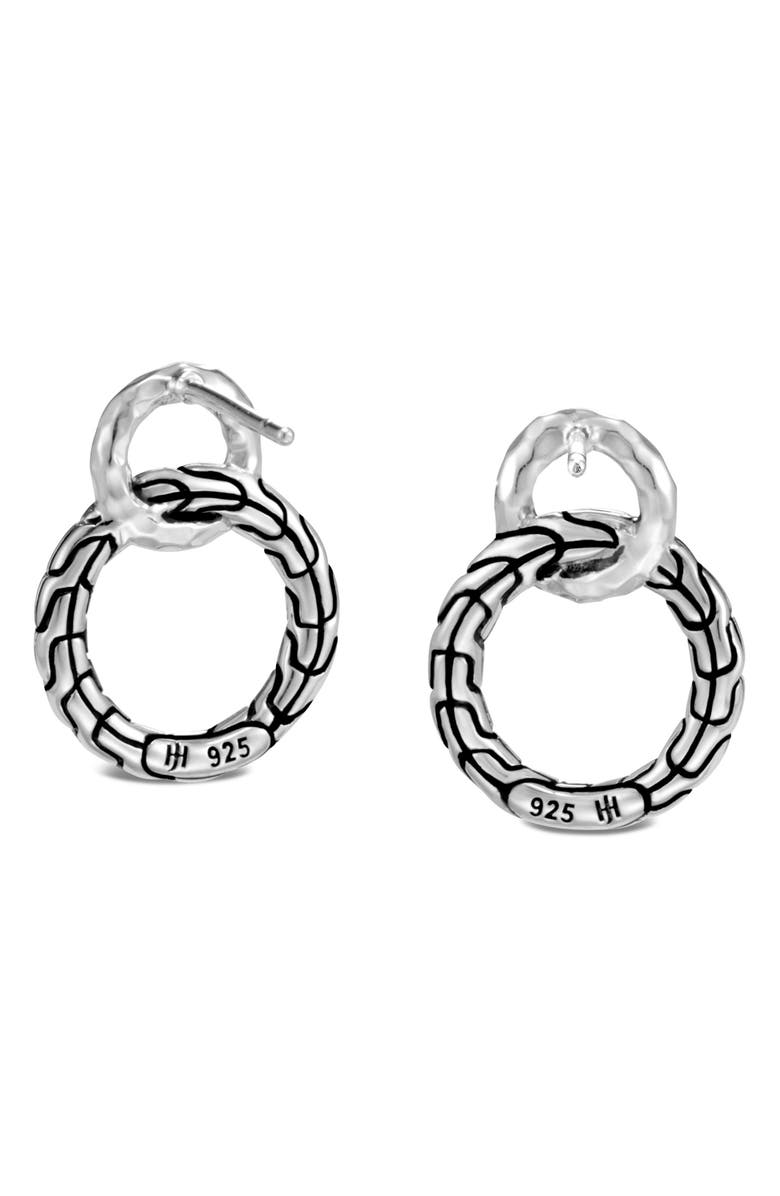 John Hardy Classic Chain Hammered Sterling Silver Earrings, Alternate, color,