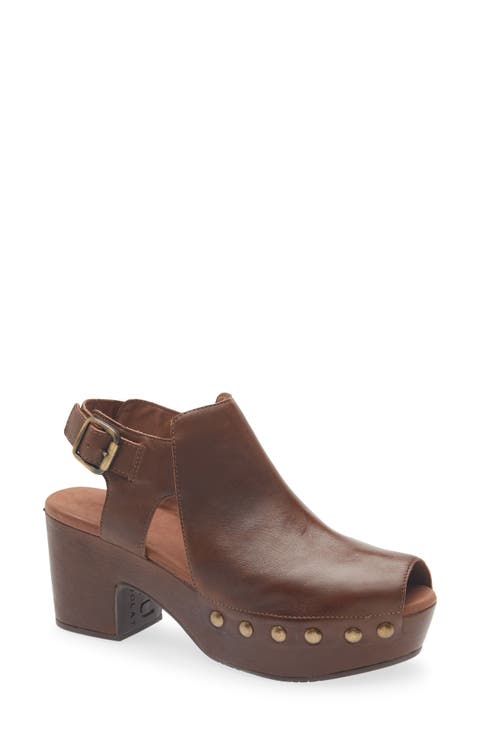 Galla Slingback Peep Toe Platform Clog