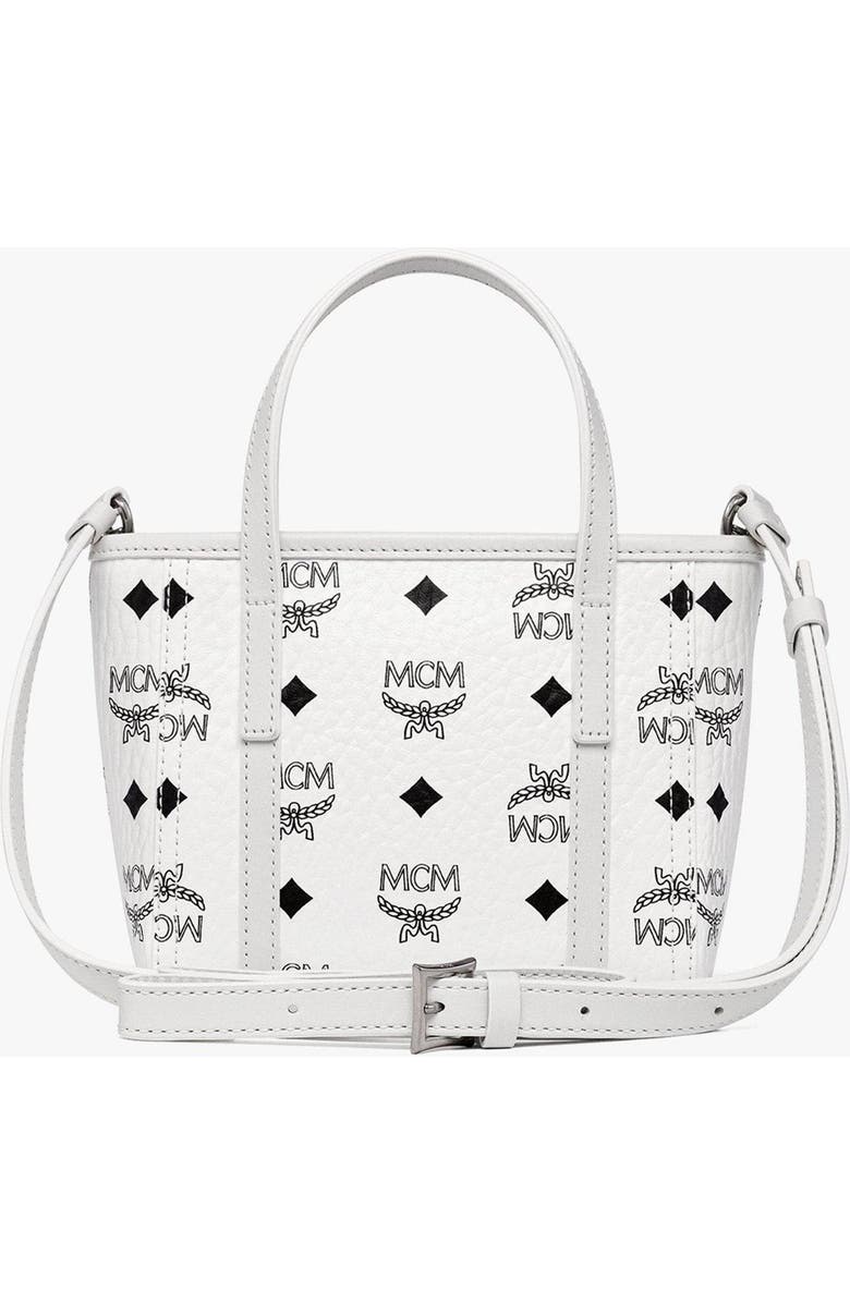 MCM Toni Top-Zip Shopper in Visetos, Alternate, color, White