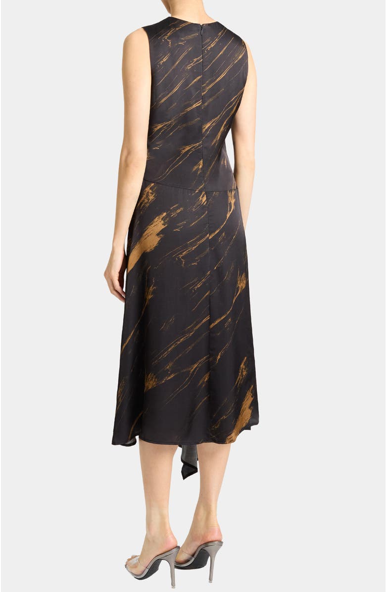 Santorelli Cecilia Sleeveless Midi Dress in Abstract Crepe, Alternate, color, Black
