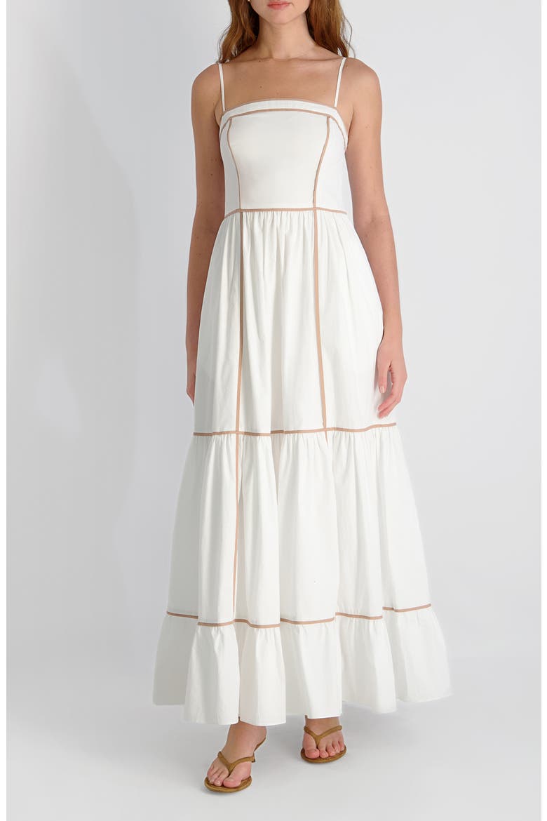 Cambria Contrast Trim Cotton Maxi Dress, Main, color, SUMMER WHITE