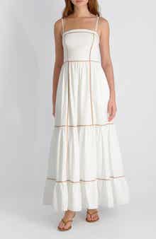 Cambria Contrast Trim Cotton Maxi Dress