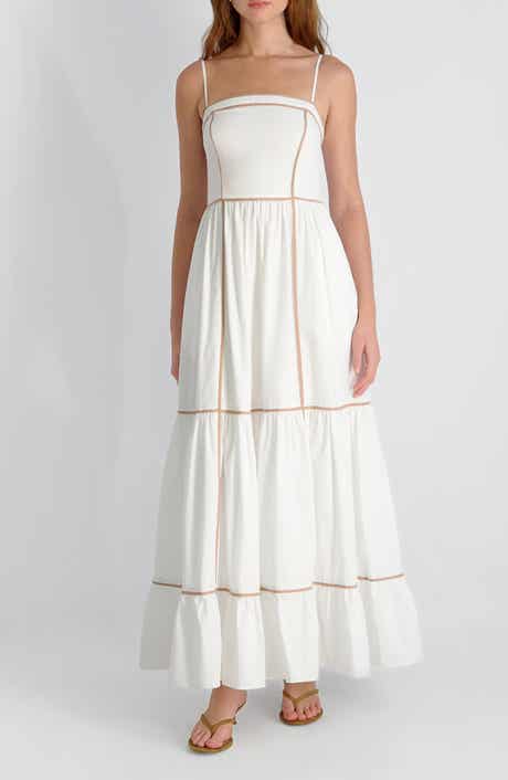 Cambria Contrast Trim Cotton Maxi Dress