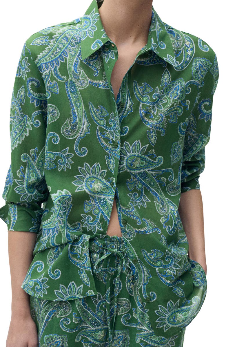 MANGO Paisley Button-Up Shirt, Alternate, color, 