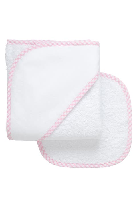 Big Check Trim Hooded Towel & Washcloth Set (Baby & Toddler)