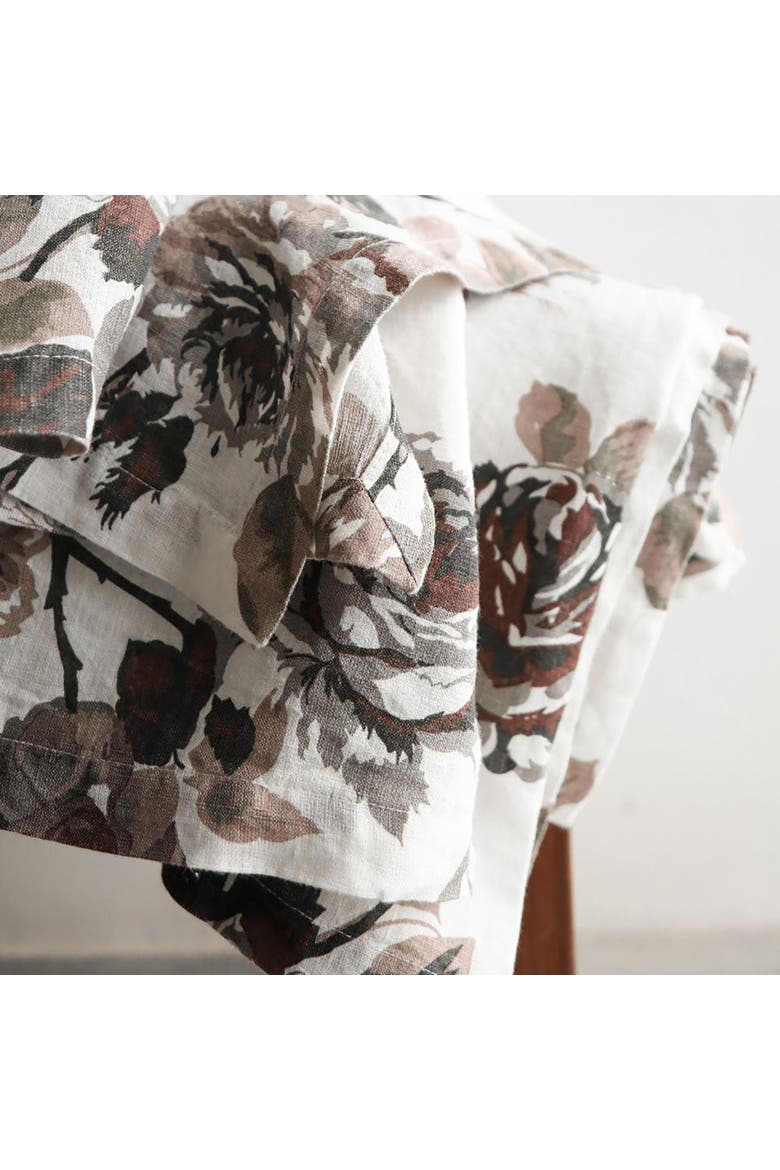Eggplant and Grey Roses Tablecloth, Alternate, color, Grey