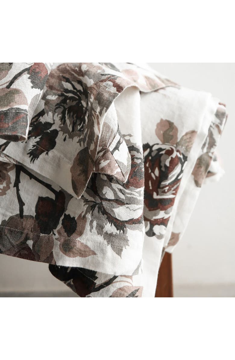 CG Hunter Eggplant and Grey Roses Tablecloth, Alternate, color, Grey