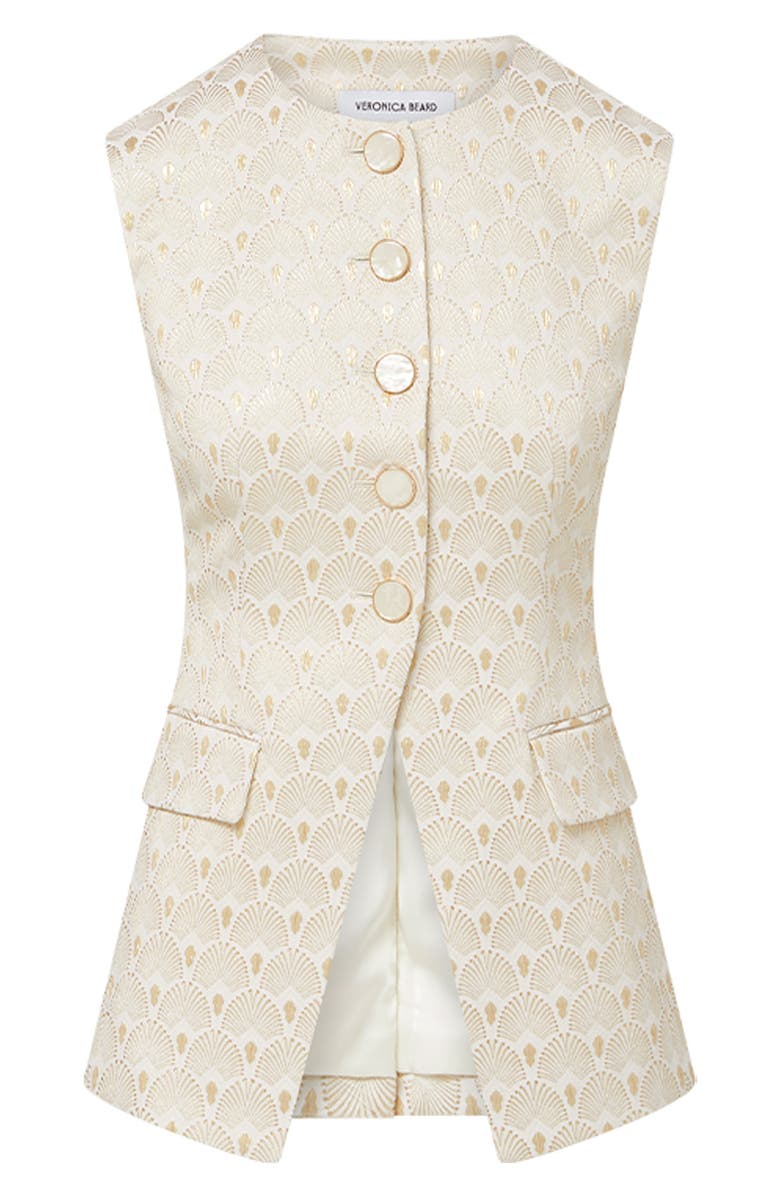 Veronica Beard Lois Vest, Alternate, color, Off White/ Gold