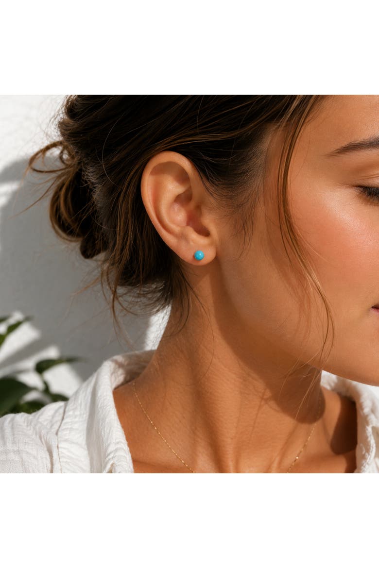 Sterling Silver Turquoise Ball Earrings, Alternate, color, Turquoise