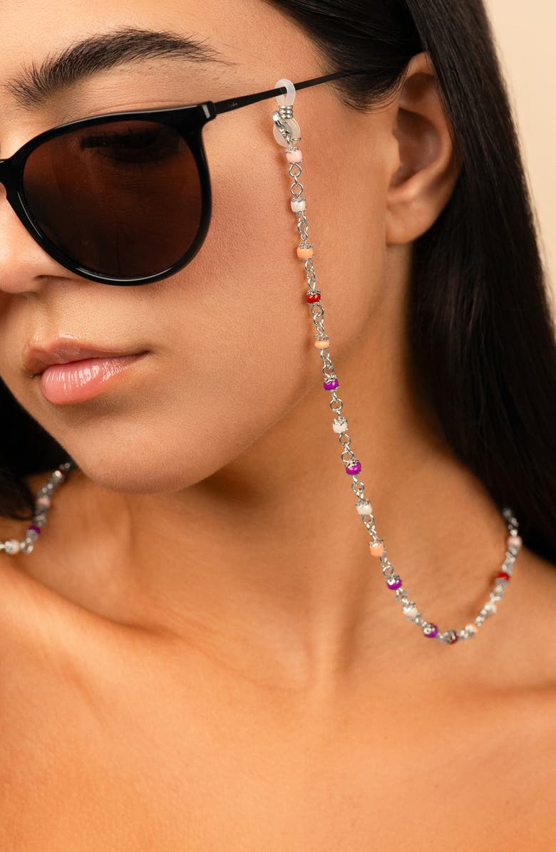 Sterling Forever Beaded Station Chain Leash, Alternate, color, Silver