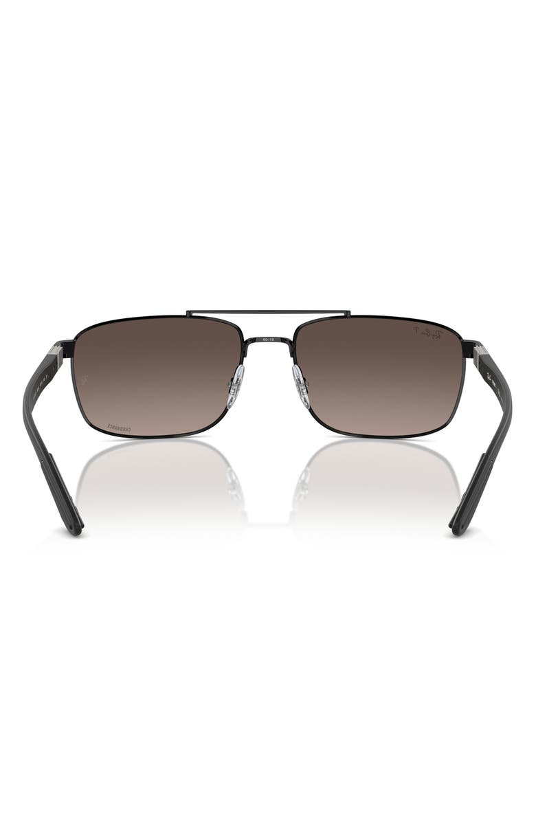 Ray-Ban 60mm Chromance Polarized Rectangular Sunglasses, Alternate, color, Black