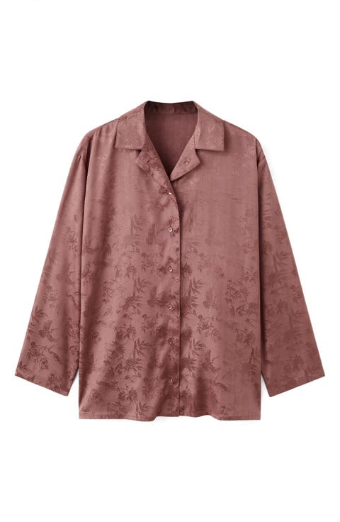 Jacquard Satin Button-Up Shirt