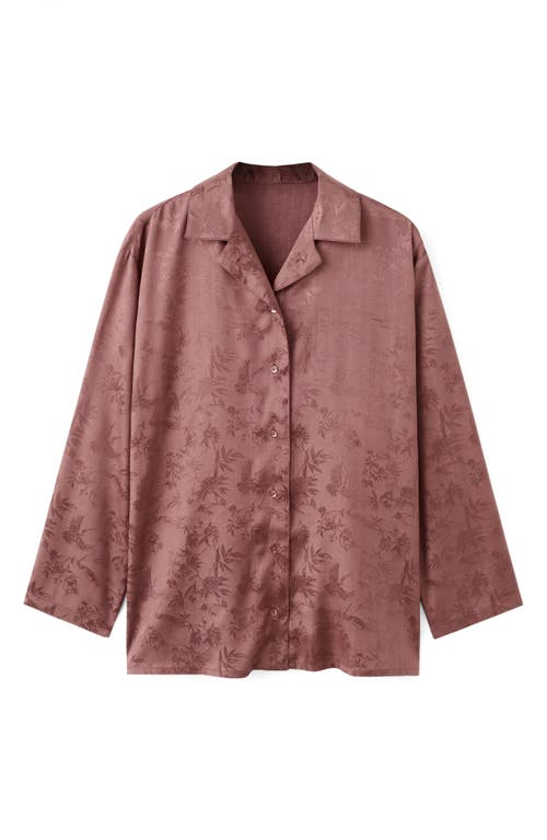 Mango Jacquard Satin Button-up Shirt In Brown