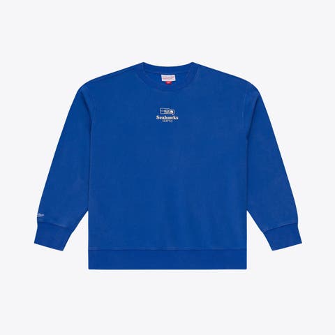 Men's Mitchell & Ness Royal Seattle Seahawks Core Essentials Micro Logo Fleece Sweatshirt