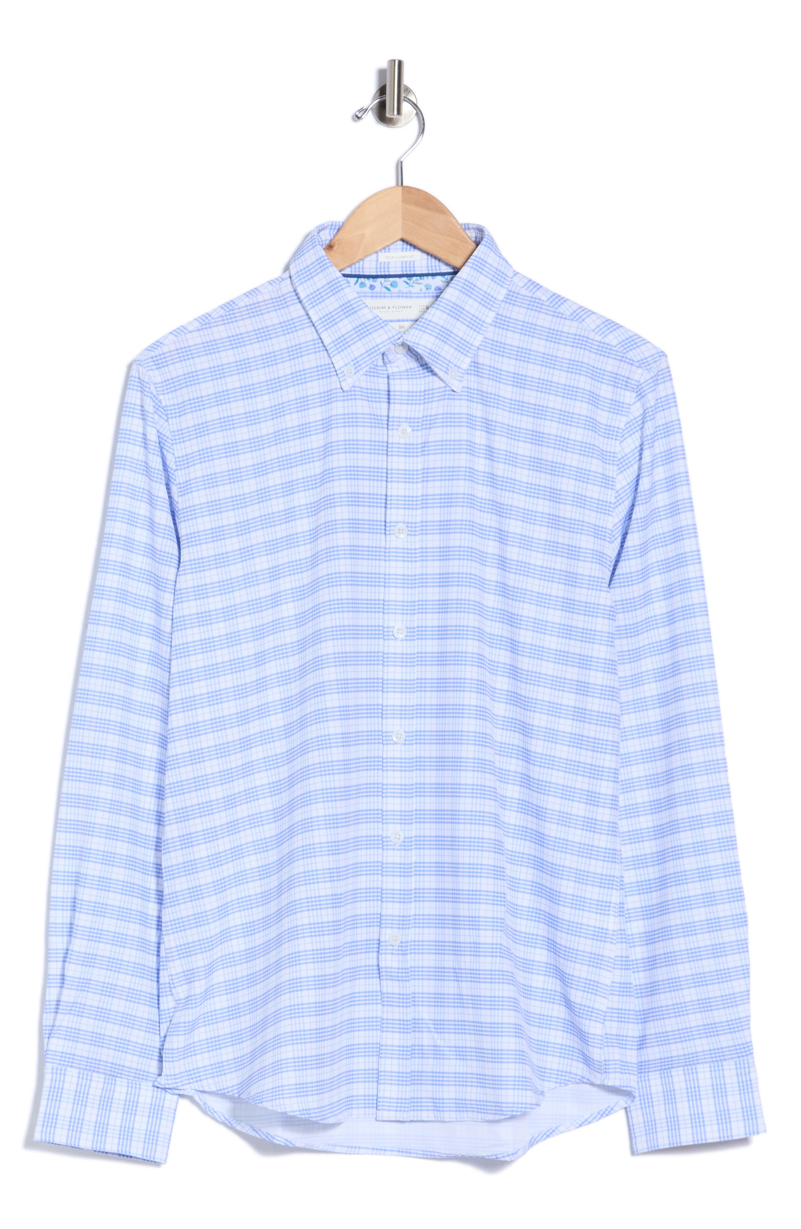 Gingham Tech Comfort Long Sleeve Button-Up Shirt