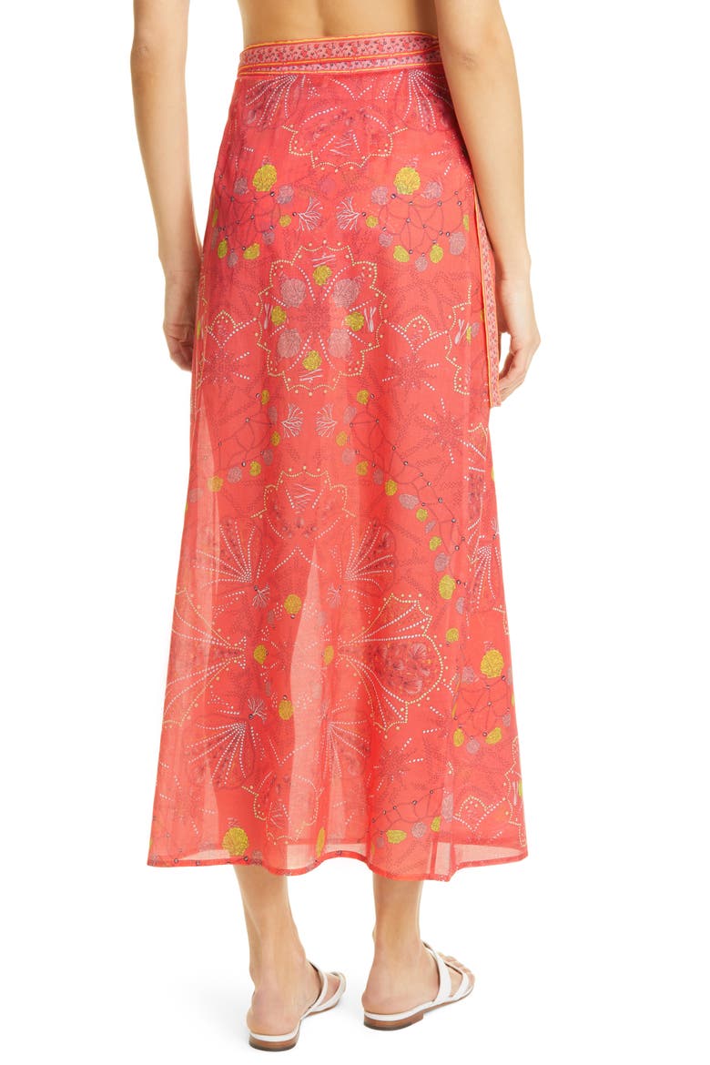 Conch Print Cotton Cover-Up Wrap Skirt, Alternate, color, 066 CORAL