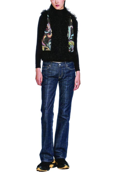 Tapestry Faux Fur Trim Vest