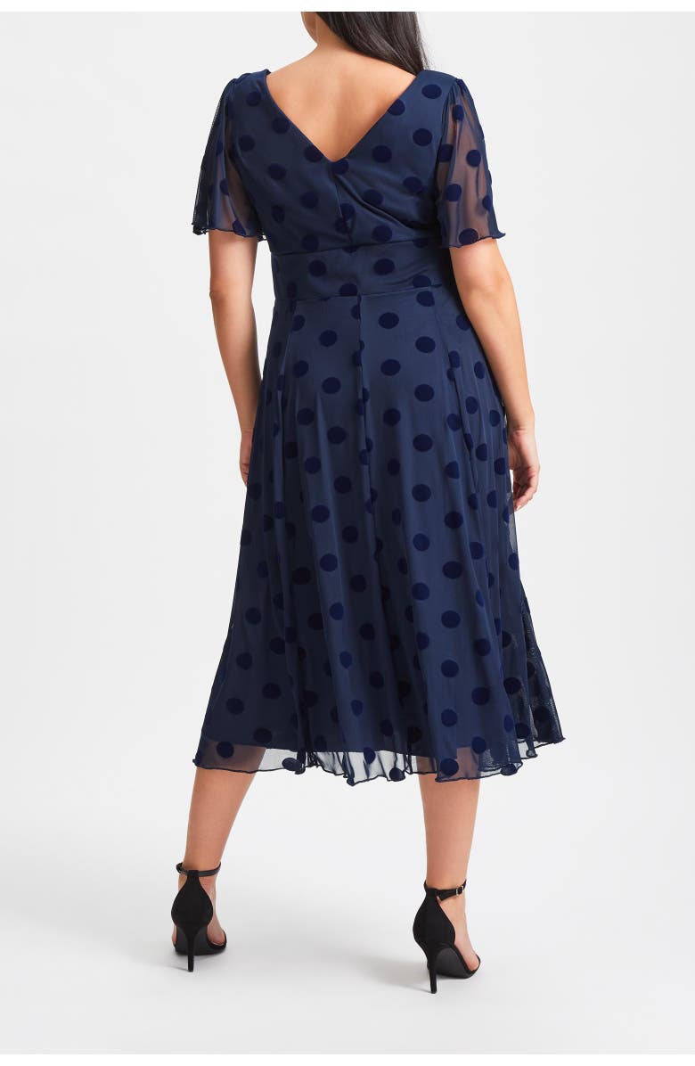 Scarlett & Jo Victoria Velvet Flock Midi Dress, Alternate, color, Dark Navy Flock