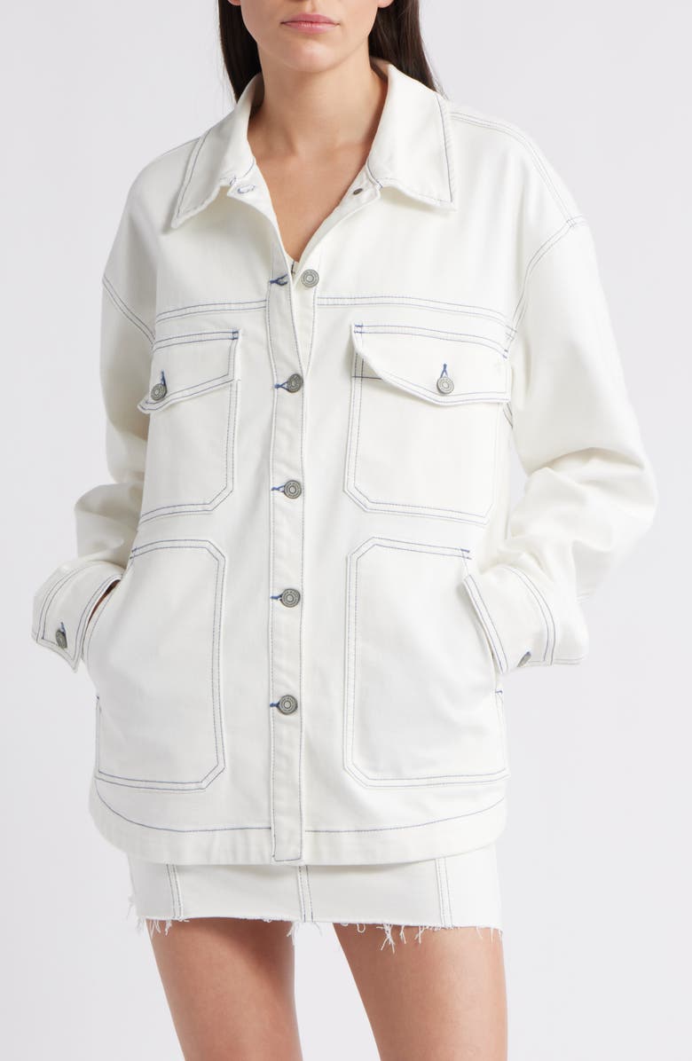 HIDDEN JEANS Oversize Stretch Denim Jacket, Alternate, color, Pearl