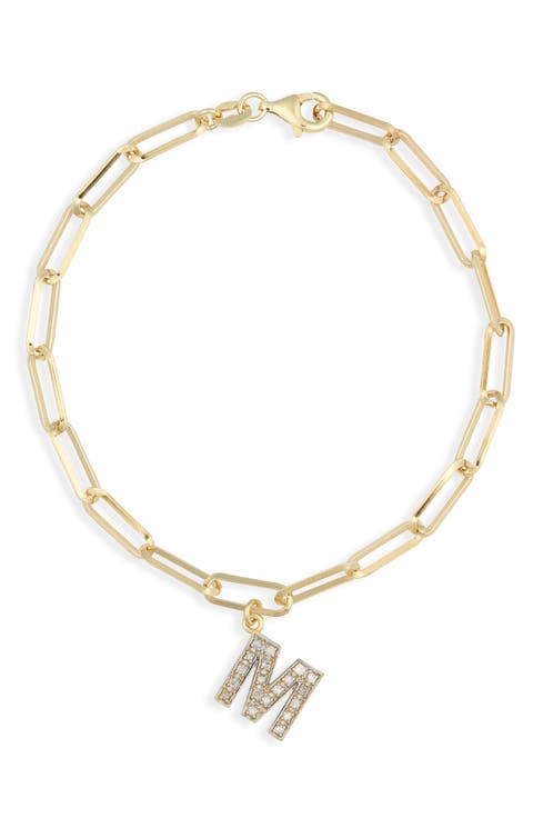 Diamond Initial Charm Bracelet