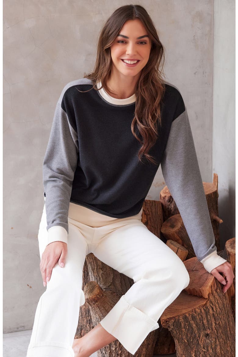 Colorblock Double Knit Sweatshirt, Alternate, color, MULTI COLOR