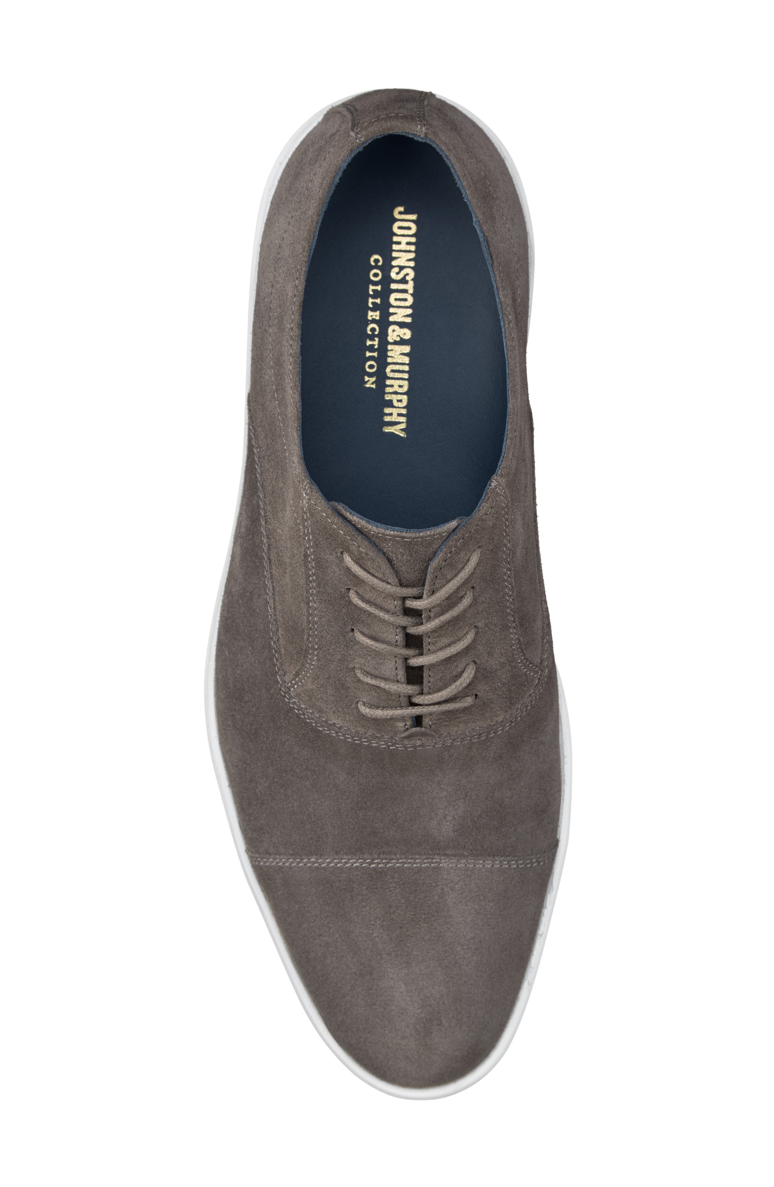 Johnston & Murphy Bolivar Cap Toe Water Resistant Sneaker, Alternate, color, Gray Italian Suede