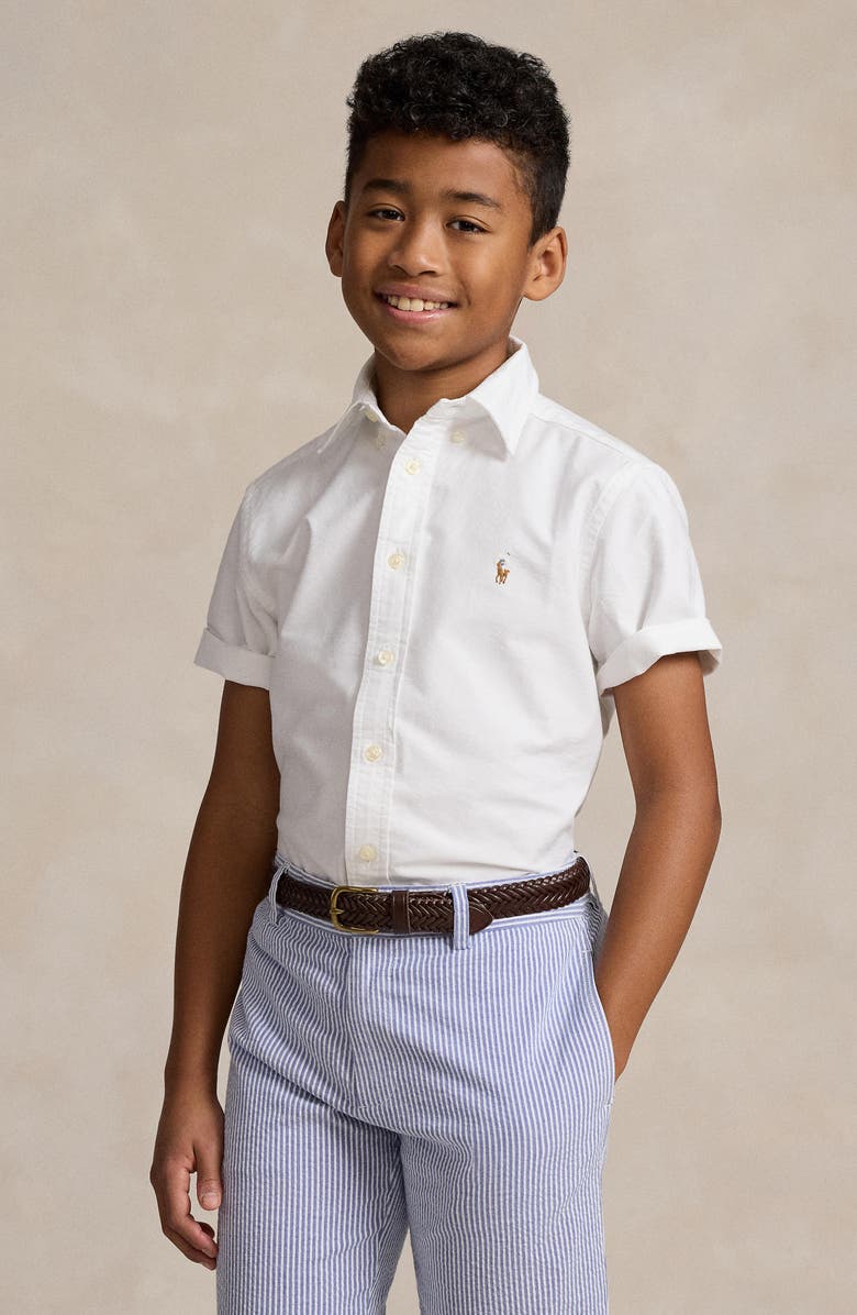 Polo Ralph Lauren Short Sleeve Cotton Button-Down Oxford Shirt, Alternate, color, 