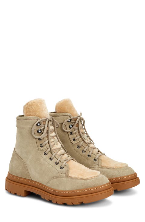 Tristian Lace-Up Boot with Genuine Shearling Trim (Men)