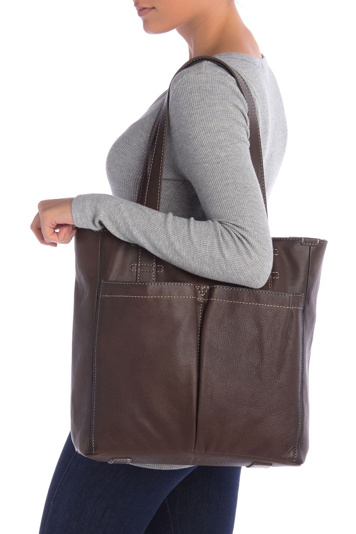 Frye Mindy Leather Pocket Tote, Alternate, color, 