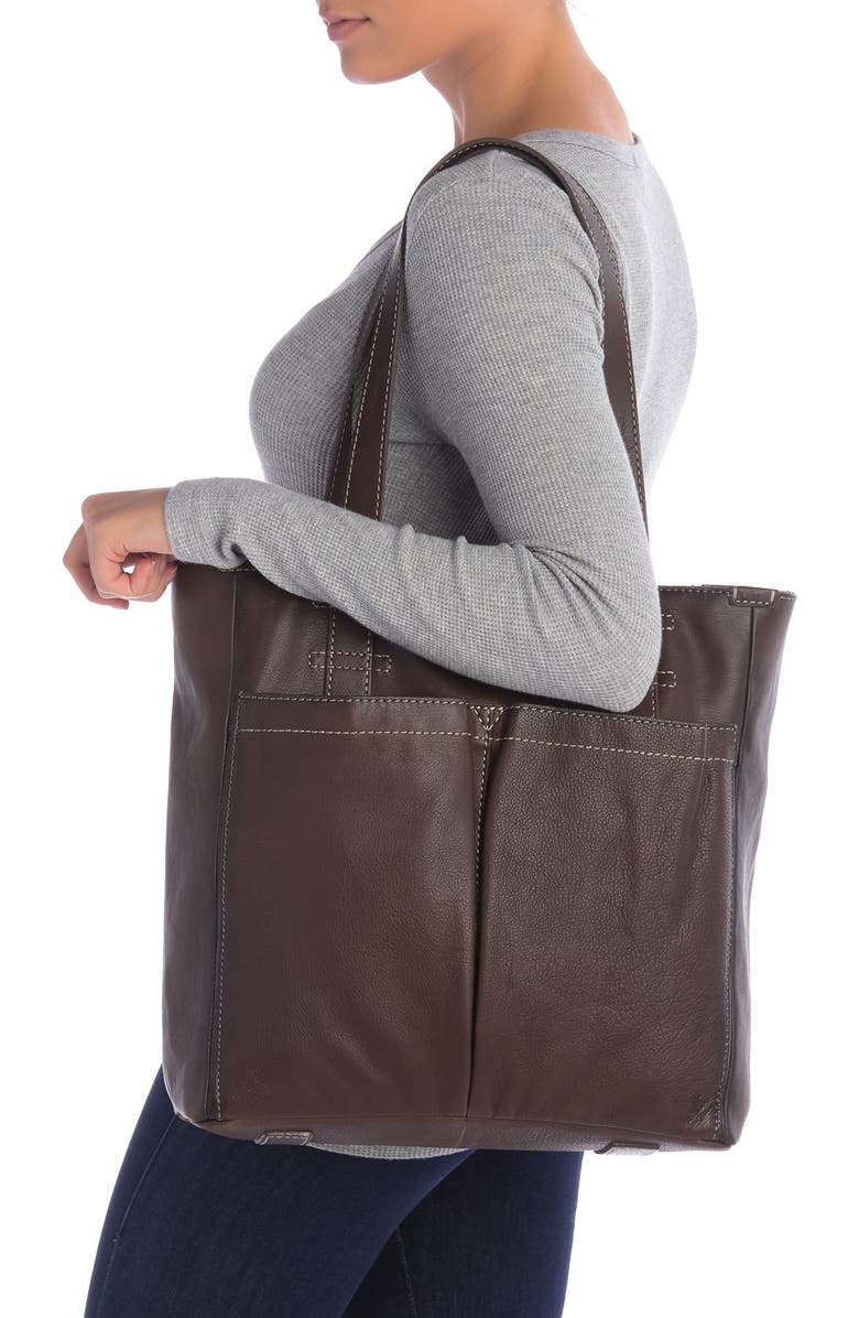 Frye Mindy Leather Pocket Tote, Alternate, color,