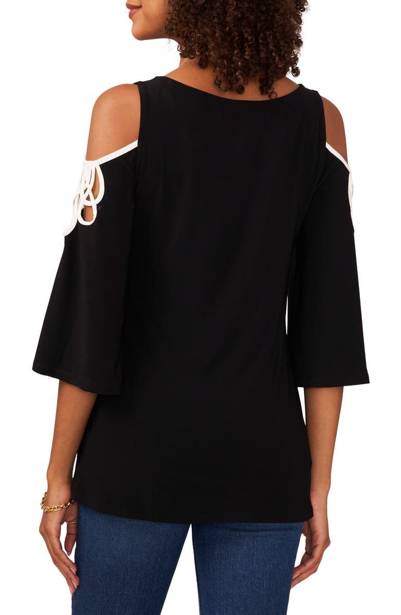 Vince Camuto Cold Shoulder V-Neck Top, Alternate, color, 