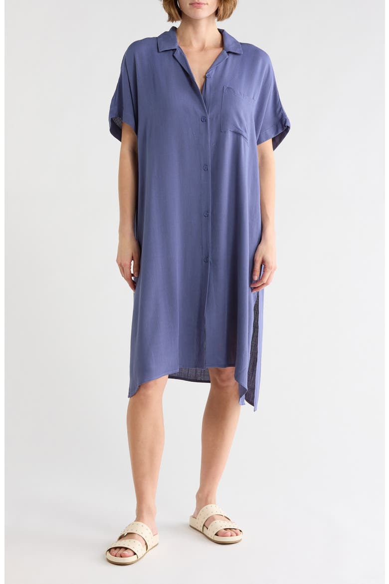 Everyday Button-Down Beach Cover-Up Tunic, Main, color, BLUE INDIGO