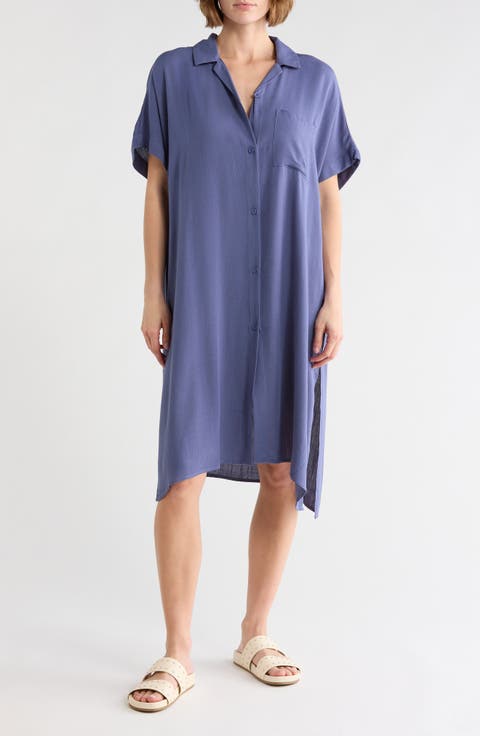 Everyday Button-Down Beach Cover-Up Tunic